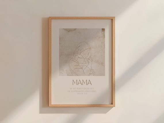 Mama | Christliches Poster | Muttertag | Geschenk | Wanddeko | Bibelvers | Sie ist wertvoller als die kostbarsten Edelsteine | Modern