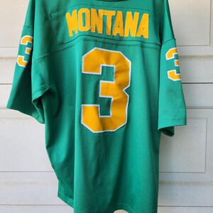 80s 90s ベルギー製 USルシタノスサンモール ユニフォーム XL Vintage Joe Montana Notre Dame Jersey Men's XL 52 Green 3 Adidas
