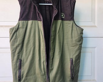 Vintage Anchor Blue Corduroy Vest Men's Large Green Brown Y2K Zippered