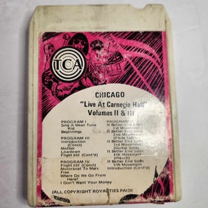 Chicago Live At Carnegie Hall Volumes II & III 8 Track Cassette Tape Music