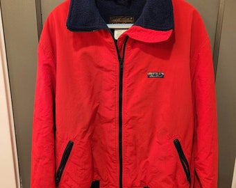 Vintage Eddie Bauer Fleece Lined Nylon Zip Red Winter Jacket Retro Women's XL
