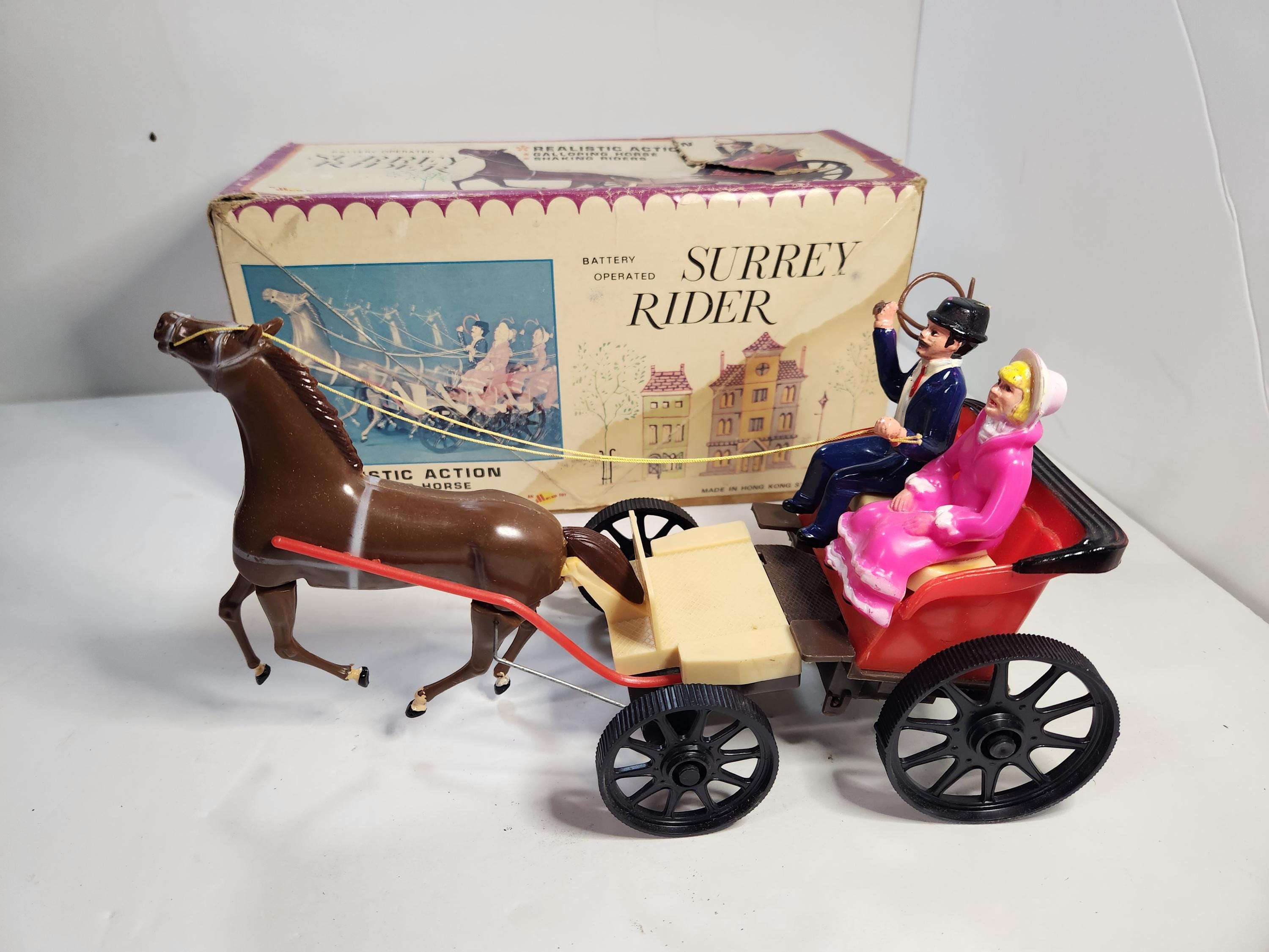 Vintage Surrey Rider Toy by Illco Wild West Horse Wagon W/box