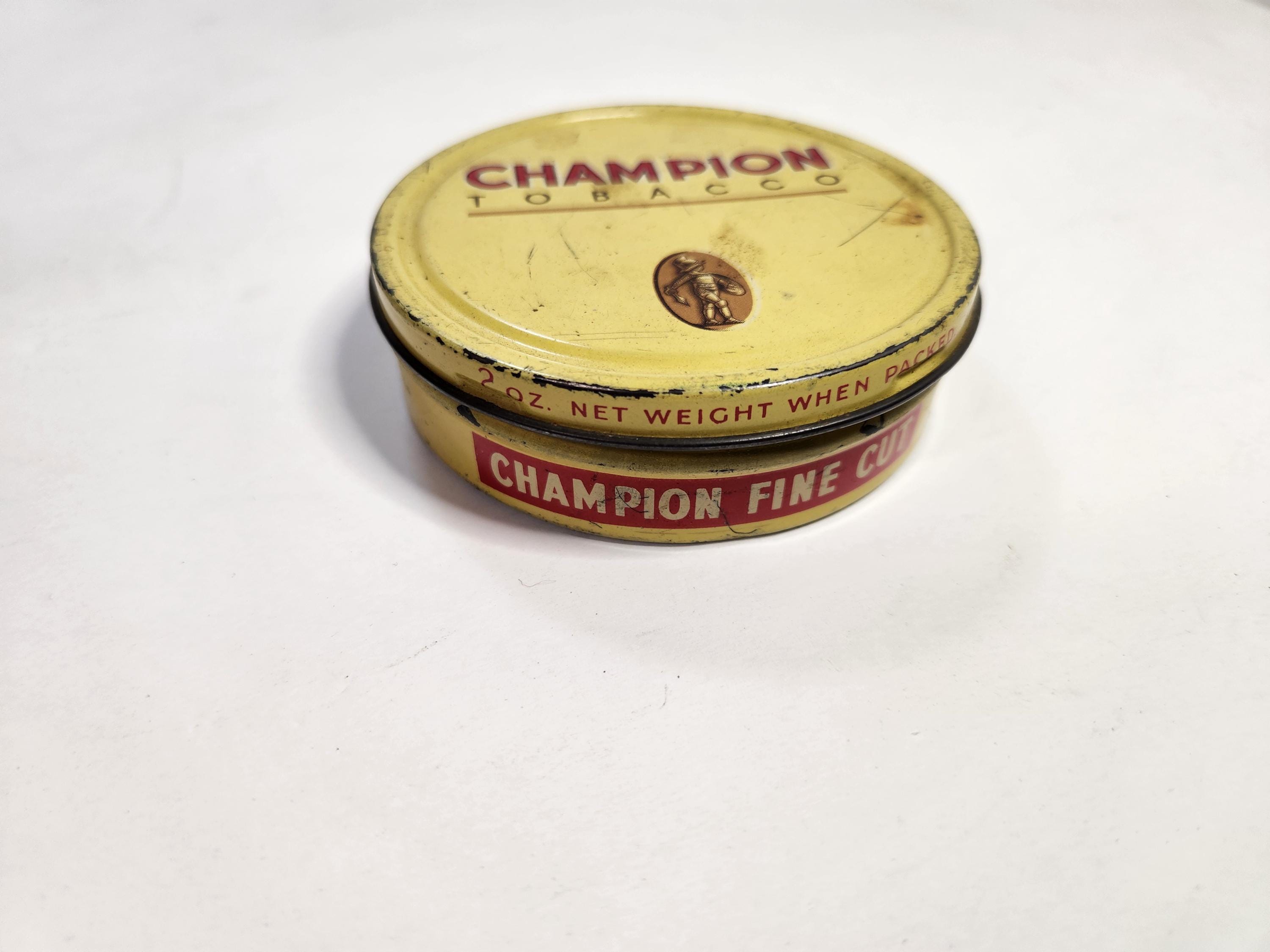 Vintage Champion Tobacco Tin Australia Fine Cut 2 Oz Tobacciana Man Cave  Retro