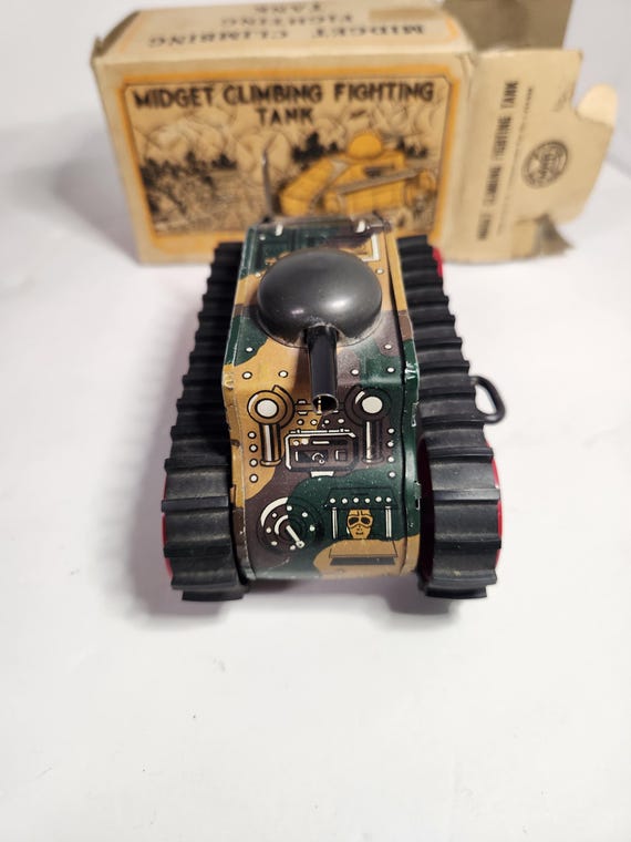 Vintage Marx Tin Toy Midget Climbing Fighting Tank W/box Litho