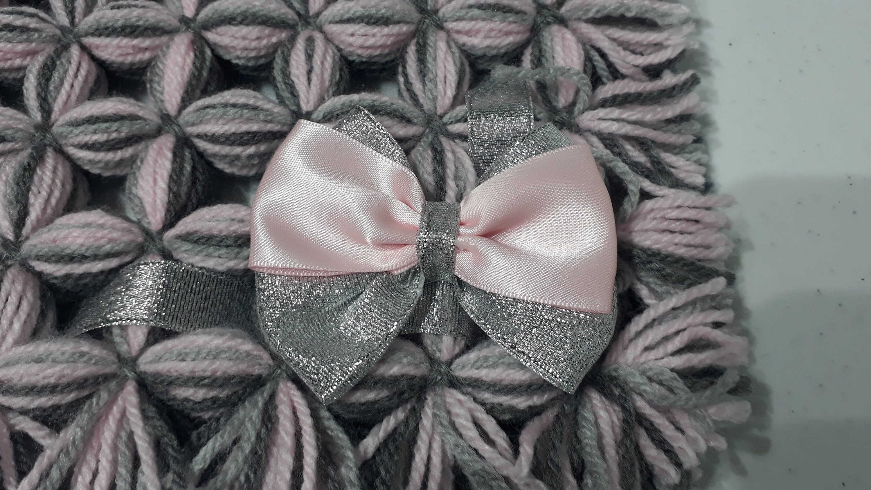 Doll's Non Pom Pom Blanket and Pillow Set in Silver Pink Etsy UK