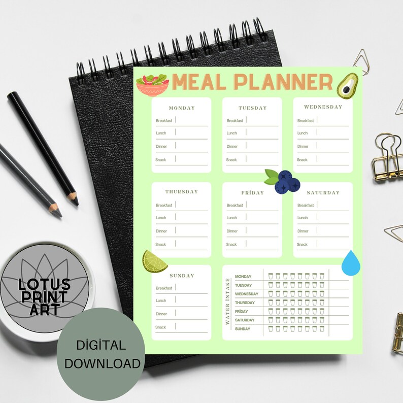 Weekly Meal Planner Printable 7 Day Menu Plan Food Planner - Etsy