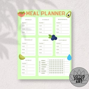 Weekly Meal Planner Printable 7 Day Menu Plan Food Planner - Etsy