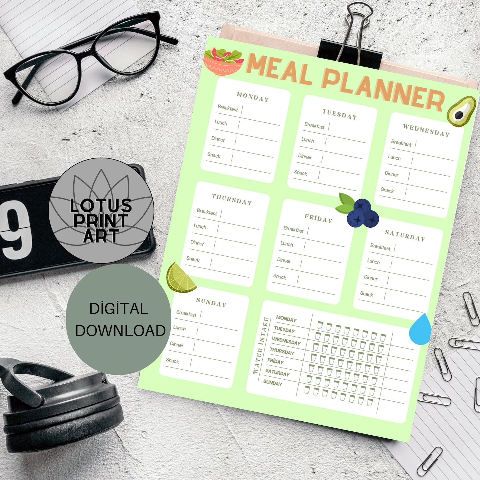 Weekly Meal Planner Printable 7 Day Menu Plan Food Planner - Etsy