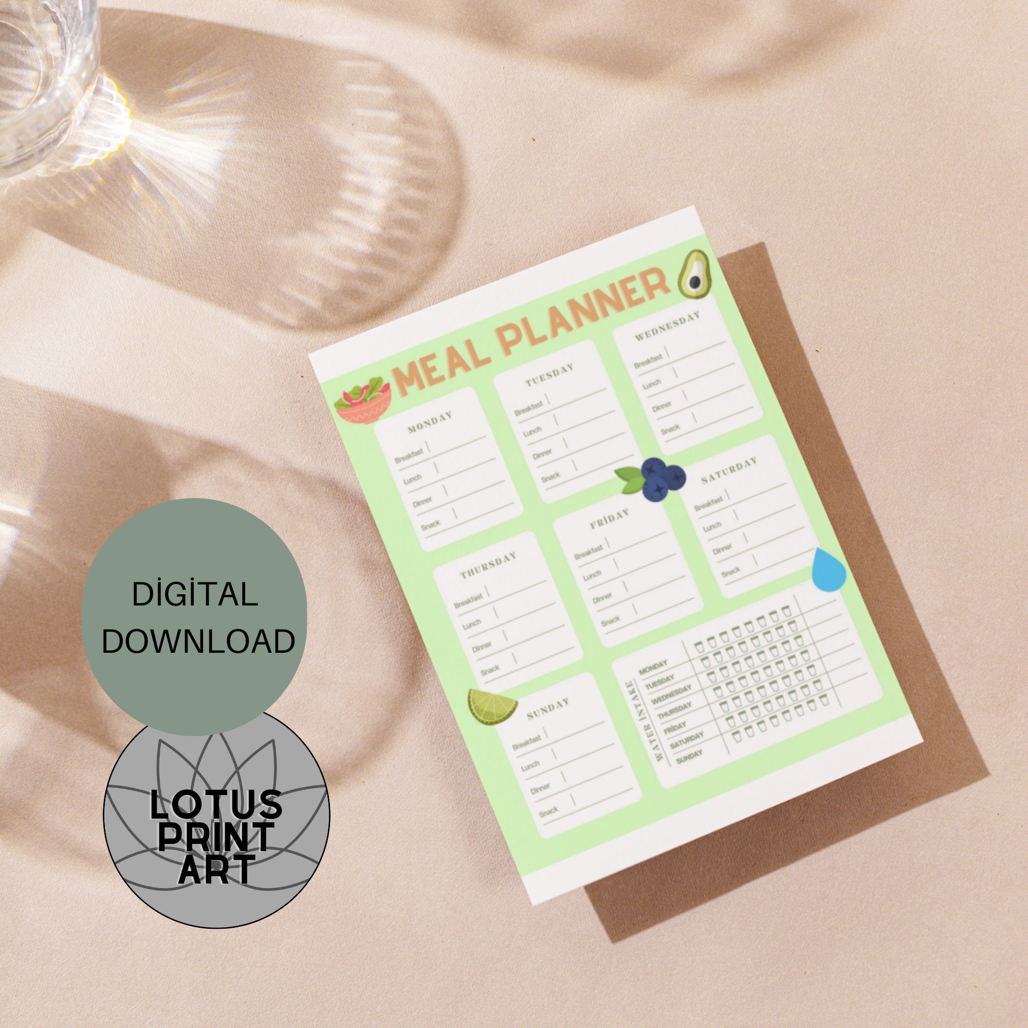 Weekly Meal Planner Printable 7 Day Menu Plan Food Planner - Etsy