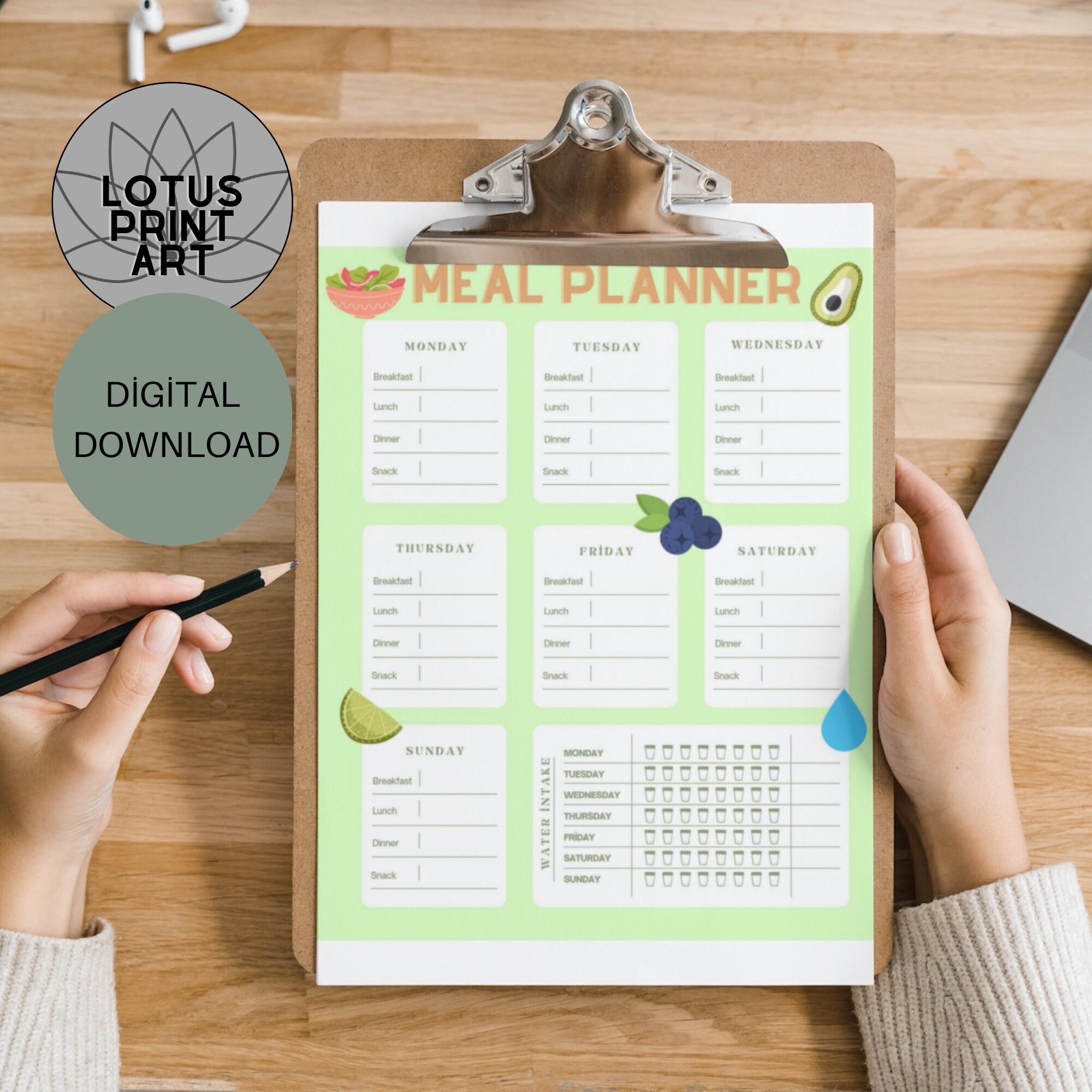 Weekly Meal Planner Printable 7 Day Menu Plan Food Planner - Etsy