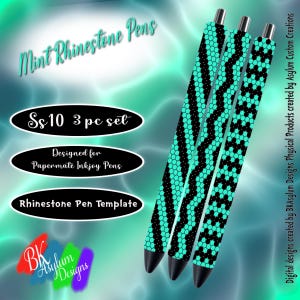 The Mint Set Rhinestone Pen Templates 3pc