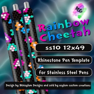 Rainbow Cheetah Rhinestone Pen Template