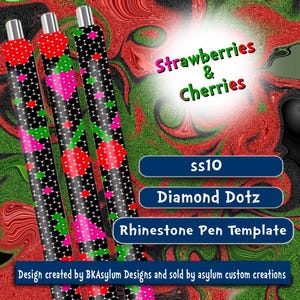 Strawberry & Cherries Pen Rhinestone Template