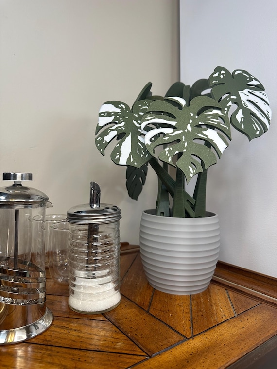 Monstera Plant Coaster Set | Thai Constellation | Albo | Cute Plant Pot | Fake Plant | Valentine Gift | High Quality | Housewarming Gift