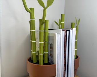 Décoration d'intérieur fonctionnelle Bambookend | Décoration végétale artificielle | Cadeau de bureau | Fausse plante en pot | Organiseur de bureau | Décoration d'intérieur tendance
