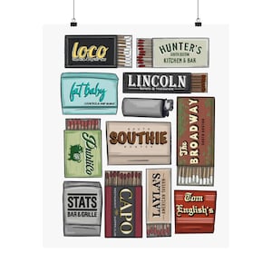 Southie (South Boston) Bar Matchbook Premium Matte Vertical Poster Unframed