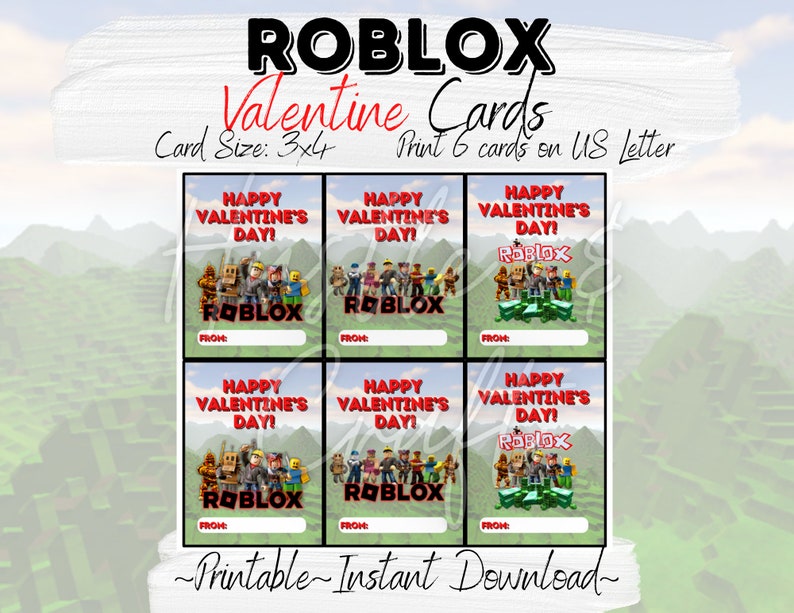 Roblox Valentine Cards for Kids Kids Valentine Cards - Etsy