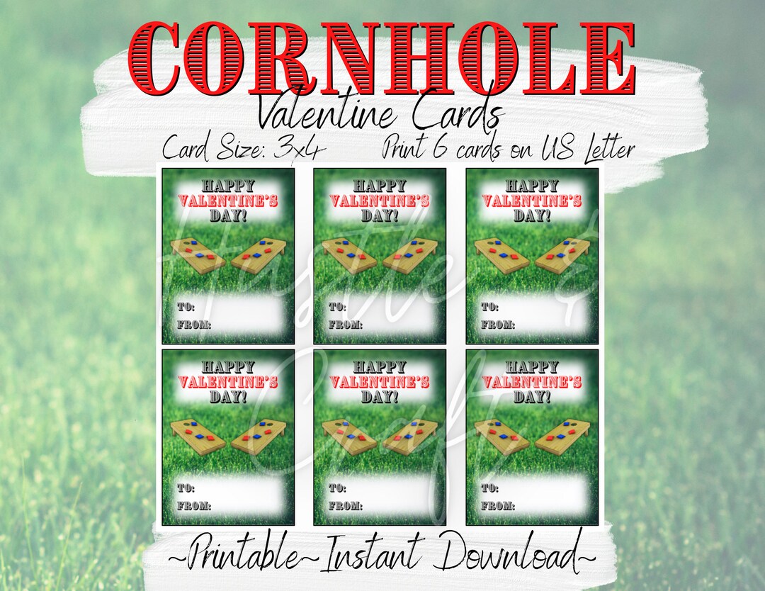 Cornhole Valentine Cards for Kids, Kids Valentine Cards, Valentine ...