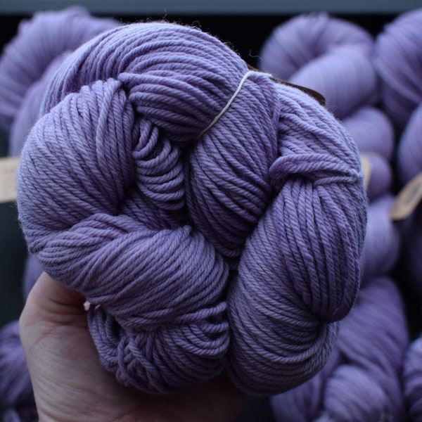Lavender ~ 100% Fine Organic Merino Wool 4ply Worsted-Aran 219yrd 100g Naturally dyed with botanical materials.