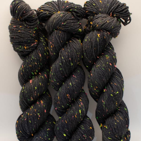 Hand Dyed DK Yarn / Spicy Confetti / Superwash Merino Wool, Donegal Neon Tweed