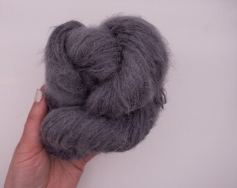 75/25% Baby Suri Alpaca and Mulberry Silk / Gray Fox / Lace weight 1ply 459yards 420meters 50grams Fluffy cloud