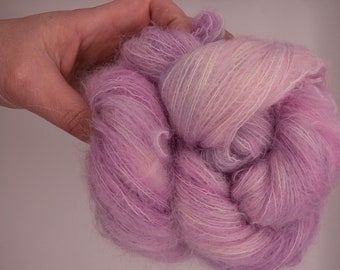 75/25% Baby Suri Alpaca and Mulberry Silk / Pink Blossom / Lace weight 1ply 459yards 420meters 50grams Fluffy cloud