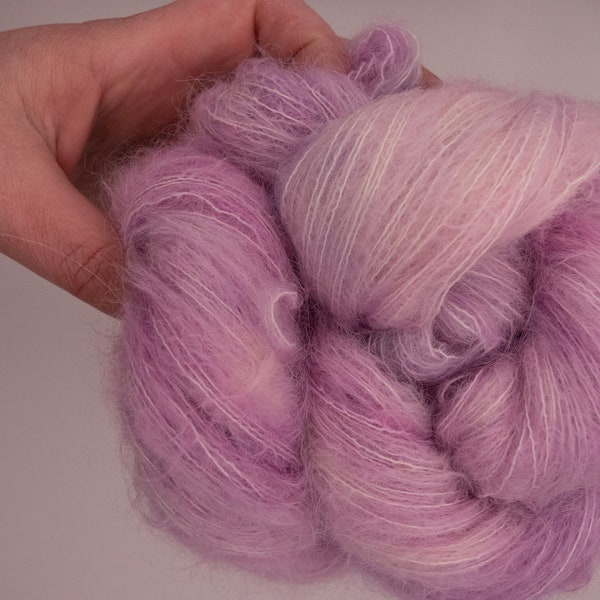 75/25% Baby Suri Alpaca and Mulberry Silk / Pink Blossom / Lace weight 1ply 459yards 420meters 50grams Fluffy cloud