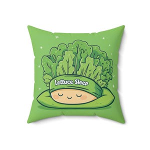 Almohada divertida con diseño de lechuga para dormir, adorable diseño de dibujos animados de lechuga verde, divertido juego de palabras para el hogar, regalo perfecto para amantes de las plantas y los juegos de palabras