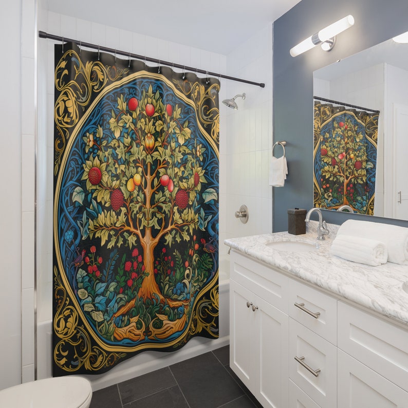 NaturalCoveDesign William Morris Tree of Life Shower Curtain