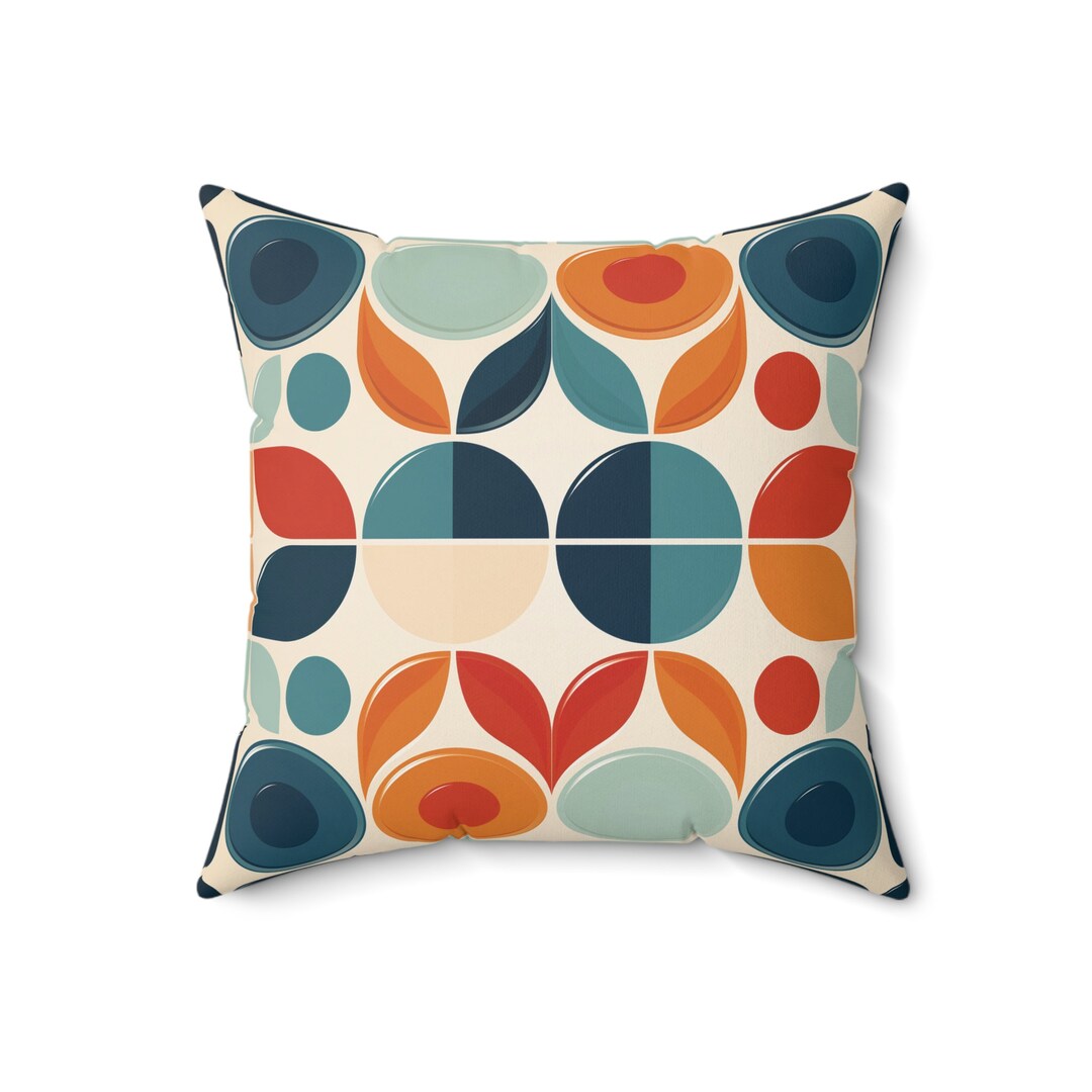Mid Century Modern Retro Abstract Ovals 1950s Throw Pillow main image 0