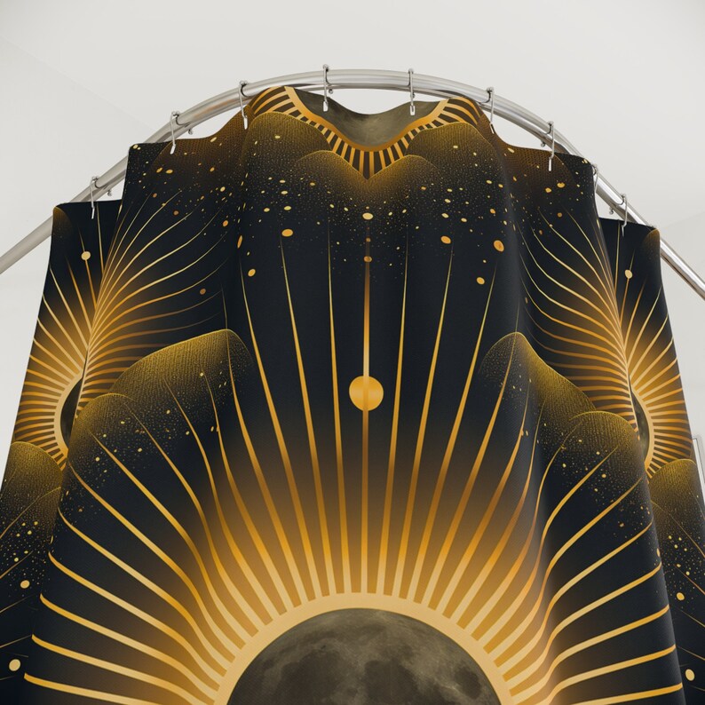 Sun Moon Celestial Pattern Print Bathroom Shower Curtain