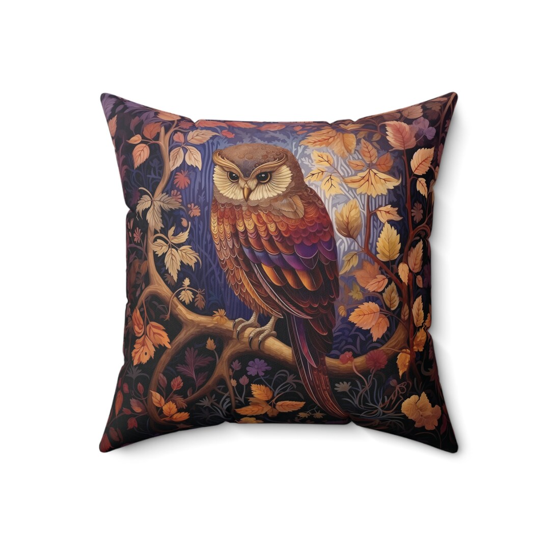 Barn Owl Pillow William Morris Inspired Cottagecore Decor Etsy