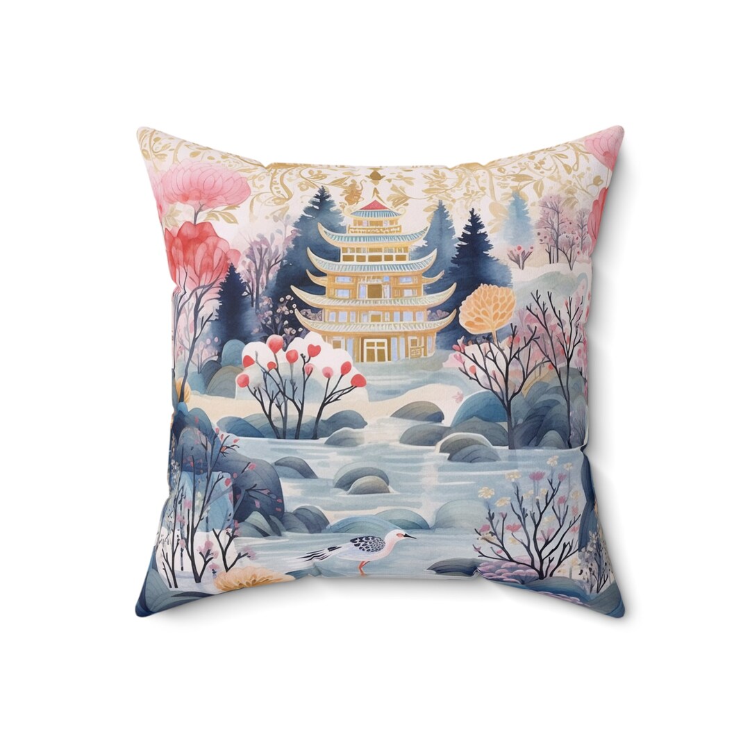 Decorative Pillow, Japanese Style Decor Cushion, Bedroom or Living Room