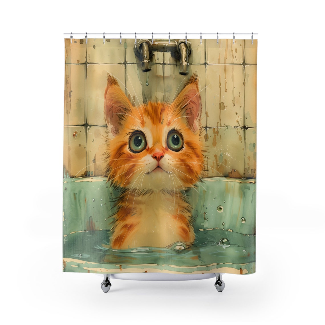 Erosebridal Cute Black Cats Shower Curtain - 72x72 Inch Waterproof Bathroom Decor