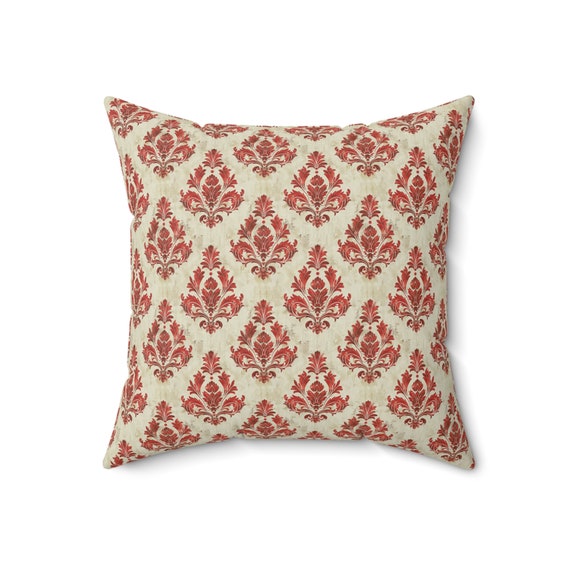 Elegant Red Throw Cushions 24x 24 Red Kantha Pillow Cover, Kantha
