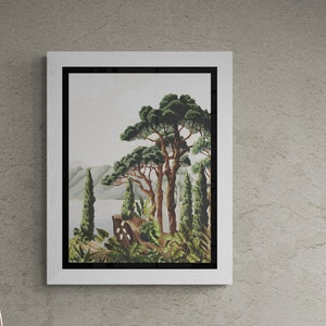 Nature Landscape Painting Print, Digital Printable Wall Art, Instant Digital Download, Landscape Print, Nature Vintage Painting