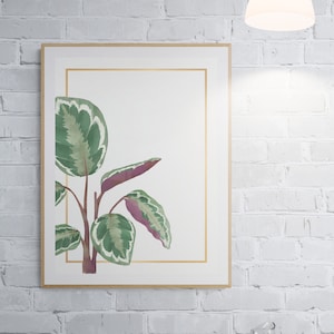 Living Room Wall Art, Home Decor Gift, Houseplant Paintings, Plant Posters, Leaf Prints