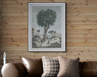 Vintage Doum Palm Botanical Print, Egyptian Nature Art (Digital Download)