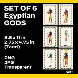 Egyptian Gods Print Set: Anubis, Bastet, Horus, Osiris, Sobek, Thoth (Digital Download)