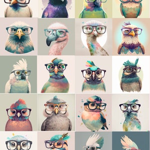 Nerdy Bird Set | 20 high resolution digital artworks for download | The funny birds as a complete collection