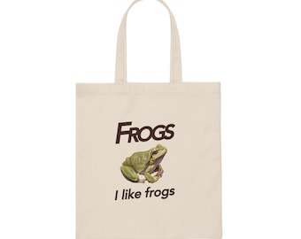 FROGS Canvas Tote Bag, Frog Lover, Funny Totes, Cotton Tote, Witchy Design