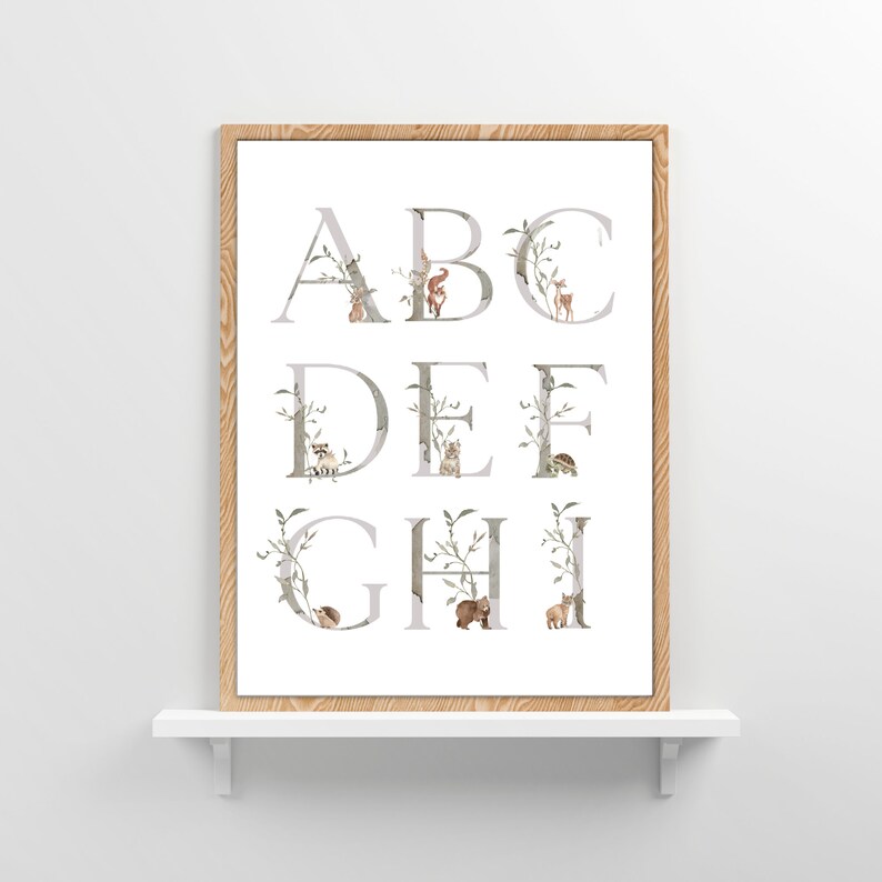 Woodland Animal Alphabet Nursery Prints Set of 3 Woodland - Etsy