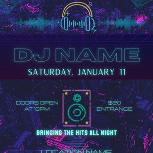 Editable party flyer, bundle pack, DJ flyer, Party event flyer, Social media, customizable flyer, DJ tour flyer, club flyer, Canva template