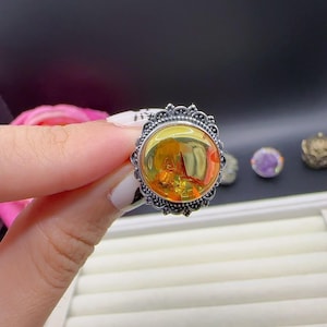 Natural Baltic Amber Ring,Sterling Silver Ring