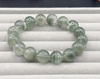 Natural Green Phantom Quartz Crystal Bead Bracelet