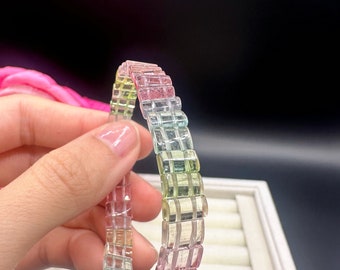 Natural Tourmaline Bangle Bracelet: Untreated Gemstone, Brazil Origin