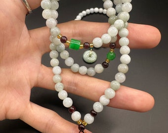 Ensembles collier et bracelet en jade 6 mm