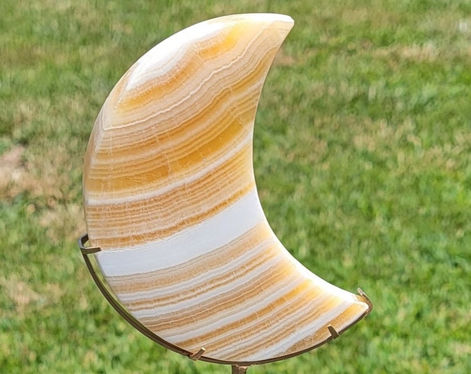 Yellow Banded Calcite Crystal Moon