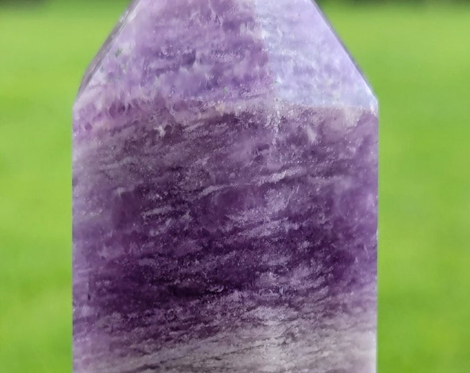 Purple Silk Fluorite Crystal Tower