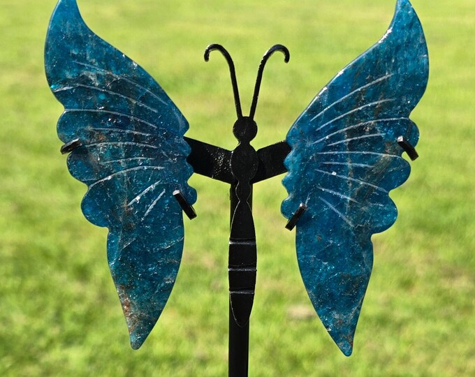 Blue Apatite Crystal Butterfly Wings